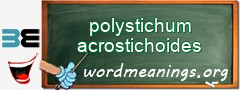 WordMeaning blackboard for polystichum acrostichoides